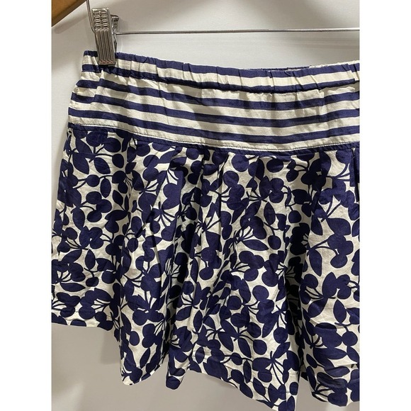 Nanette Lepore Blue White Striped Floral Coverup Silk Shorts Beachwear Sz SM - Picture 10 of 11